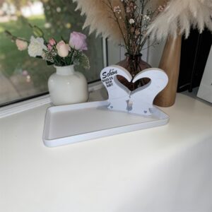 3D-Druck Tablett mit Herz-Wichtel Dekoration PLA