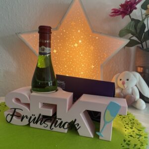 3D-Druck PLA Deko Dekoration Decoration FDM Sekt Frühstück Aufsteller Gutschein